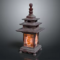 Traditional Japanese Wooden Lantern Furniture With Multi Tiered Design And Illuminated Interior