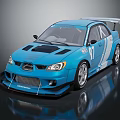 Blue Aerodynamic Race Car With Rear Spoiler Stripes Number 91 And Front Fascia Design