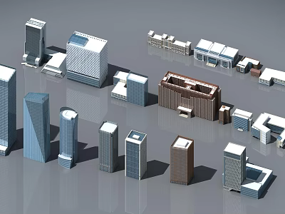 Various Architectural Office Building Models With Tall And Low Rise Designs 3d model