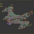 Advanced Cosmic Aerospace 3D Model of Spacecraft with Multiple Engines and Wing Structure