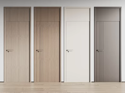 Modern Hinged Doors In Various Wooden And Neutral Colors For Modern Interior Design 3d model