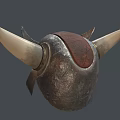 Viking Warrior Helmet With Metal Frame Leather Panel Decorative Horns And Engraved Emblem