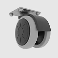 Caster Wheel With Silver Metal Mounting Plate Gray White Tread And Star Spoke Design