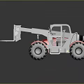 Industrial Equipment Red Forklift Featuring Gray Cab Forks And Large Tires