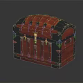 Red Vintage Treasure Chest With Ornate Metal Clasps Brass Lock And Shiny Surface