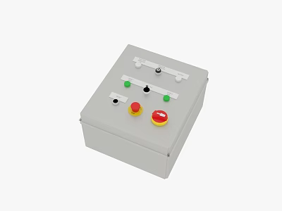 Industrial Equipment Control Box with Red Green Buttons and White Knobs for Industrial Use 3d model