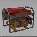 Portable Power Generator With Red Top Orange Engine And Metal Frame Structure