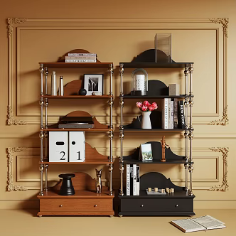 Antique Storage Rack Bookshelf Decorative Rack 3d model