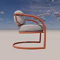 Modern Leisure Chair with Curved Copper Frame and White Padded Seat