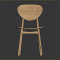 Wooden Leisure Chair with Curved Backrest and Circular Seat in Simple Modern Style
