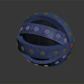 Blue Industrial Sphere Equipment With Metal Rings And Riveted Design Features