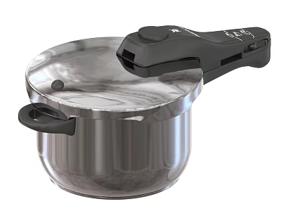 Stainless Steel Pressure Cooker Modern Kitchen Appliance With Secure Handle 3d model