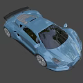 Sleek Blue Sports Car With Aerodynamic Body Rear Spoiler And Alloy Wheels