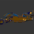 Futuristic Blue And Gold Scifi Hover Vehicle With Glowing Accents And Mechanical Design