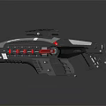 Futuristic Sci-Fi Weapon Featuring Black Body Red Blue Accents Mechanical Design and Advanced Components