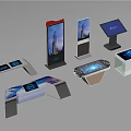 Modern Public Facility Self Service Kiosks With Interactive Touch Screen Displays 3d model