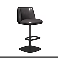 Modern Light Gray Leather Bar Stool With Metal Base And Footrest 3d model
