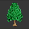 Cartoon Scene Of Green Flower Shaped Tree With Brown Trunk On Gray Background