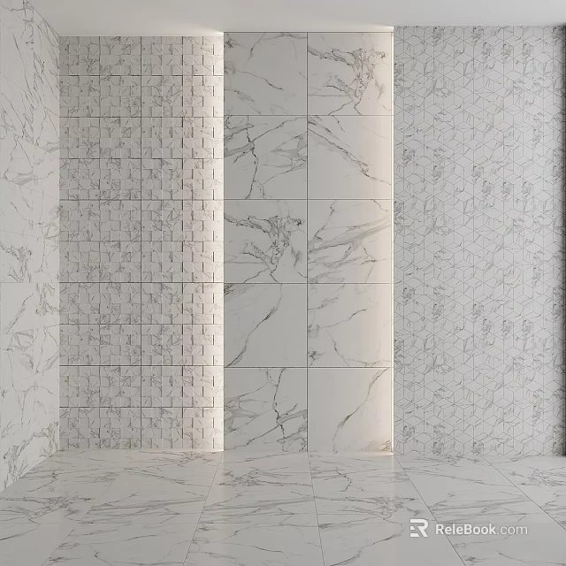 Modern Wall Components Featuring Marble Tiles And Patterned Textured Surfaces 3d model 