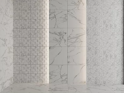 Modern Wall Components Featuring Marble Tiles And Patterned Textured Surfaces 3d model