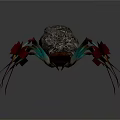 Mechanical Spider Device with Long Legs and Red Square Ends and Stone Like Metallic Body