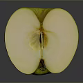 Fresh Yellow Apple Cut Open With Juicy Flesh And Core