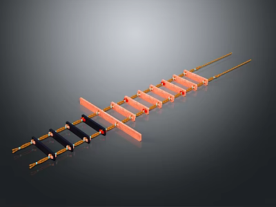 Electrical Terminal Block Row With Orange Modules Black Base And Metal Contacts Design 3d model