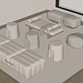 Modern Stool Sofa Stool Fabric Stool Round Stool Bench 3d model
