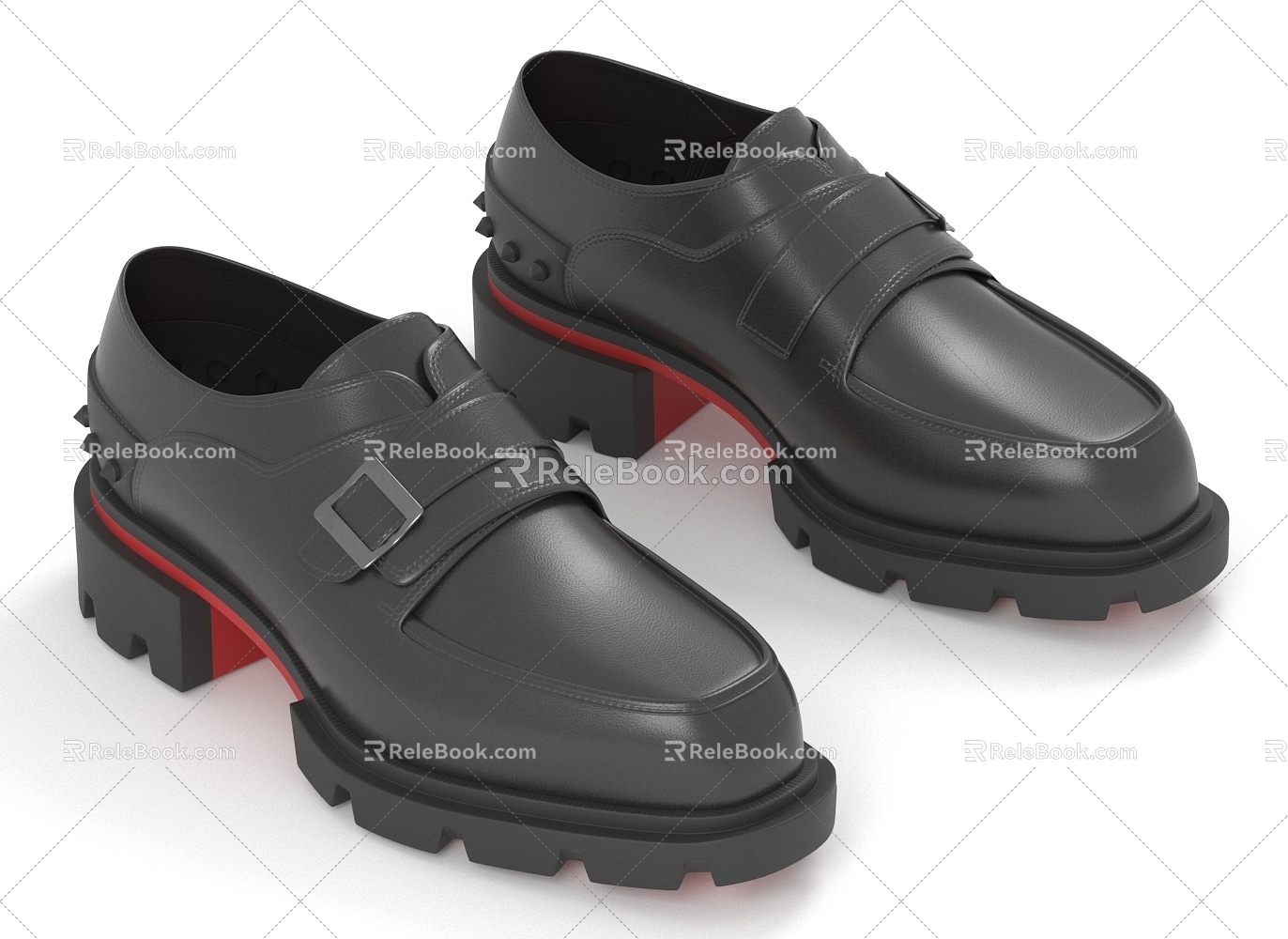 Leather Shoes Cross Buckle Shoes Shoes 3d model