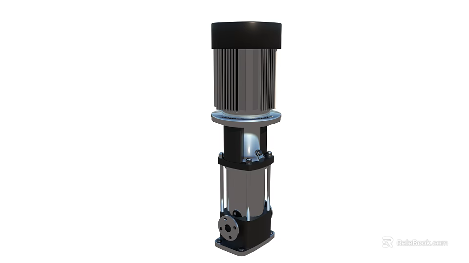 Industrial Vertical Pump with Electric Motor Stainless Steel Body Compact Design and Base Frame 3d model 