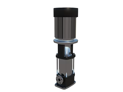 Industrial Vertical Pump with Electric Motor Stainless Steel Body Compact Design and Base Frame 3d model
