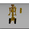 Golden Robotic Explorer With Mechanical Arm Tracked Wheels And Metal Structure 3d model