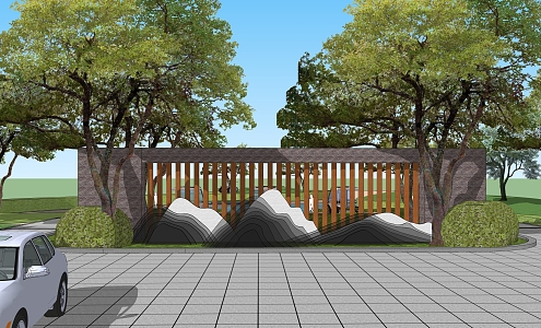 modern landscape wall entrance landscape wall 3d model