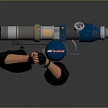 Large Mechanical Blue Silver Arm Held Weapon With Barrel Grip And Components 3d model