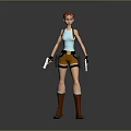 Red Haired Female Character With Dual Guns Vest Shorts And Long Boots 3D Render