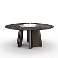 Round Marble Top Dining Table With Dark Sleek Legs Modern Design
