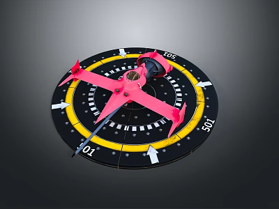 Measuring Device With Pink Component Black Disc Yellow Ring Scales And White Arrows 3d model