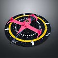 Measuring Device With Pink Component Black Disc Yellow Ring Scales And White Arrows