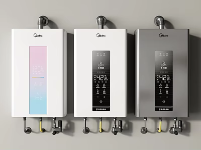 Midea Wall Mounted Water Heaters With Digital Display And Temperature Control 3d model