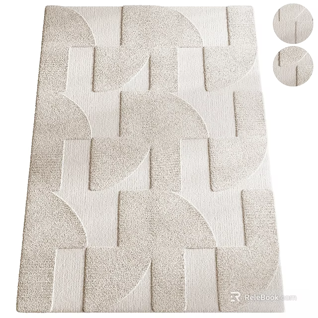 Elegant Modern Beige Square Carpet With Geometric Pattern And Textured Surface 3d model