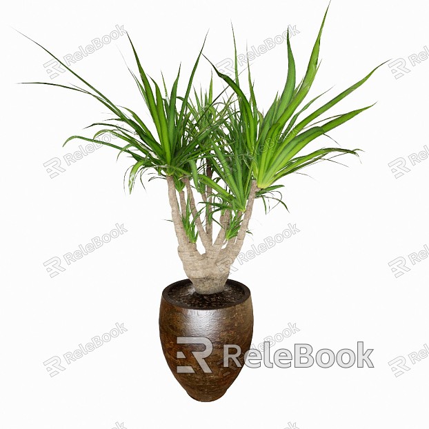 modern potted plant potted ceramic green leaf model