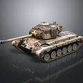 Realistic Military Tank Model With Camouflage Pattern Long Barrel And Metal Tracks