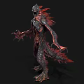 Aquatic Creature 3D Model With Red Dark Skin Sharp Claws And Scales 3d model