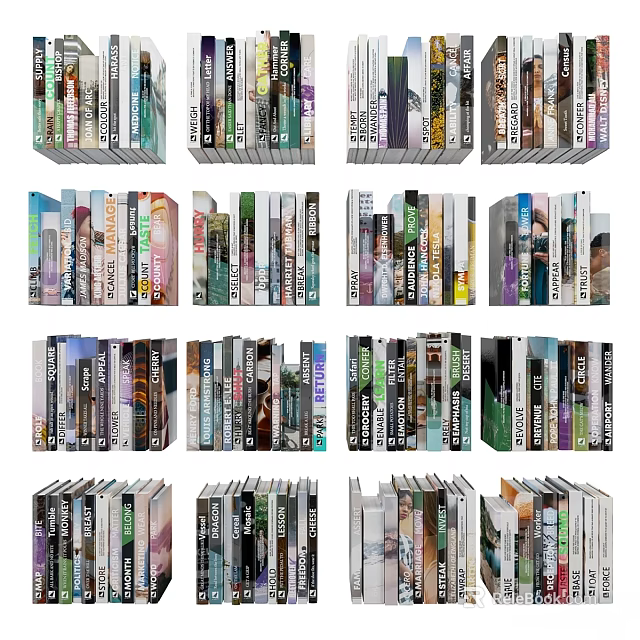 Assorted Colorful Books And Magazines Arranged On Shelves With Different Sizes 3d model 