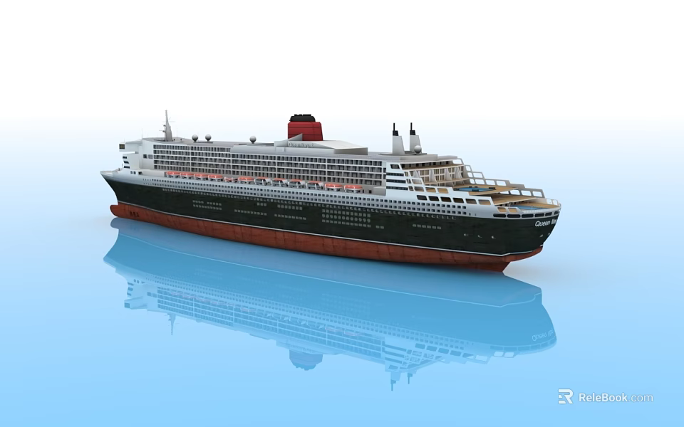 Large Cruise Ship With Reflection On Calm Water 3d model