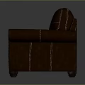 Brown Leather Single Sofa With Stitched Armrests Classic Design For Comfort