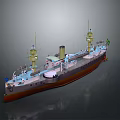 Detailed Battleship Scale Model With Turrets Smokestacks Masts And Deck Structure 3d model