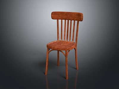 Classic Wooden Chair With Slatted Back And Slender Legs For Home Furniture 3d model
