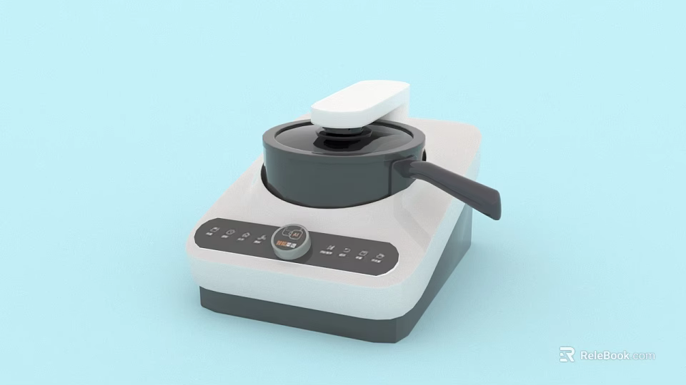 Modern Electric Kitchen Appliance with Non Stick Pan Control Panel and Adjustable Knob 3d model 