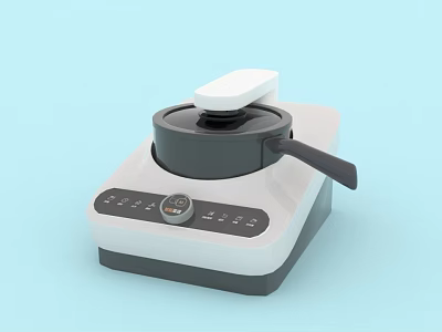 Modern Electric Kitchen Appliance with Non Stick Pan Control Panel and Adjustable Knob 3d model